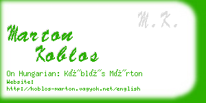 marton koblos business card